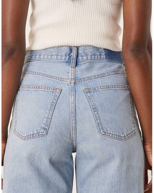Vaqueros Capri Azules De Pernera Ancha Con Lavado Medio Y Bajos Sin Rematar De Abercrombie & Fitch de color Blue