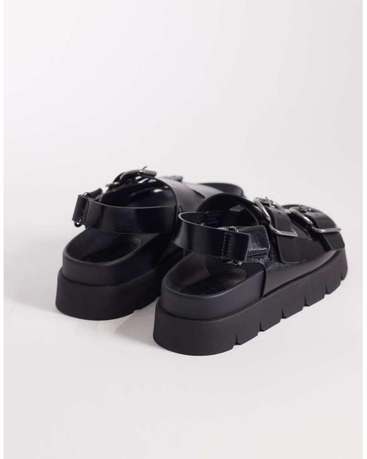 ASOS Black Filter Chunky Footbed Sandal With Double Buckle