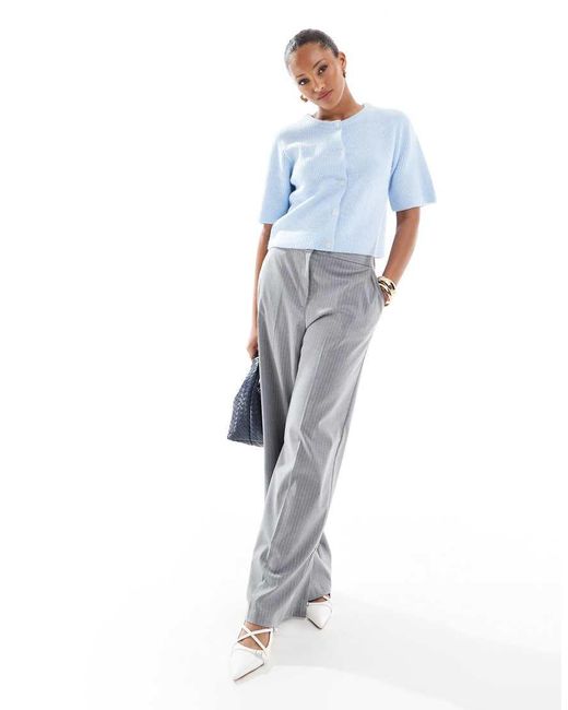 Pieces Blue Soft Knit Short Sleeve Cardigan