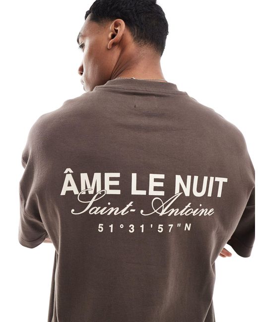 River Island Brown Ame Le Nuit Logo T-shirt for men