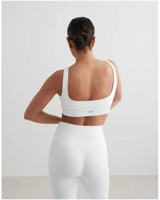 Aim'n White Ribbed Seamless Bra