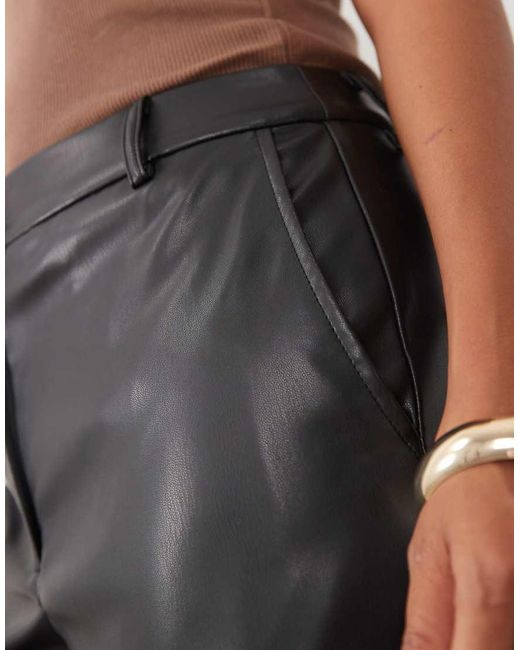 ASOS Black Petite Faux Leather Straight Leg Trousers