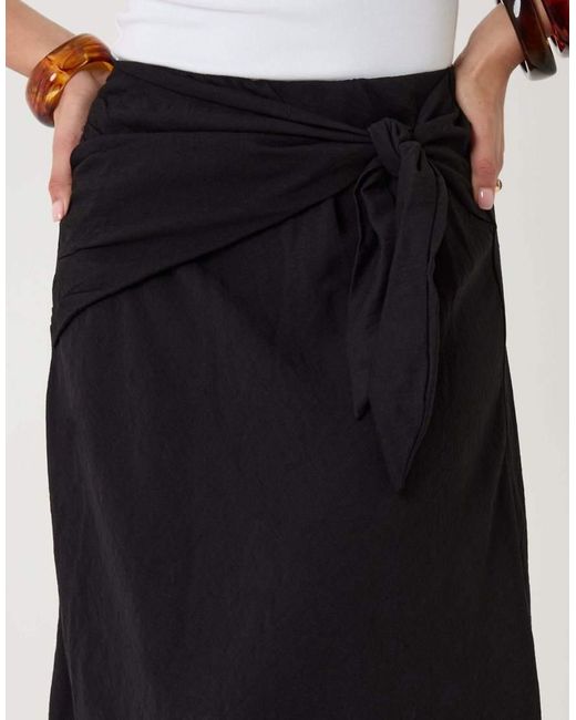 Threadbare White Tie Sash Midi Skirt