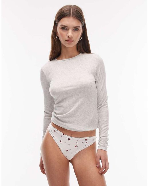 Tommy Hilfiger White Microfibre Essentials Thong