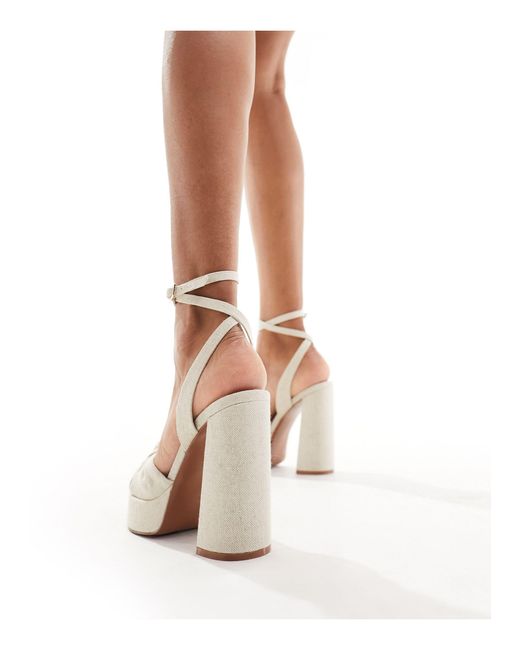 Nikita - sandales nouées à plateforme et talon carré - neutre ASOS en coloris White