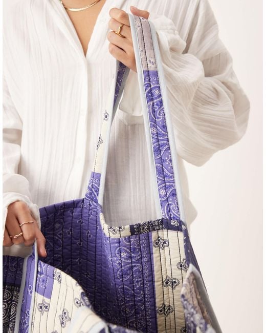 ASOS White Quilted Patchwork Tote Bag