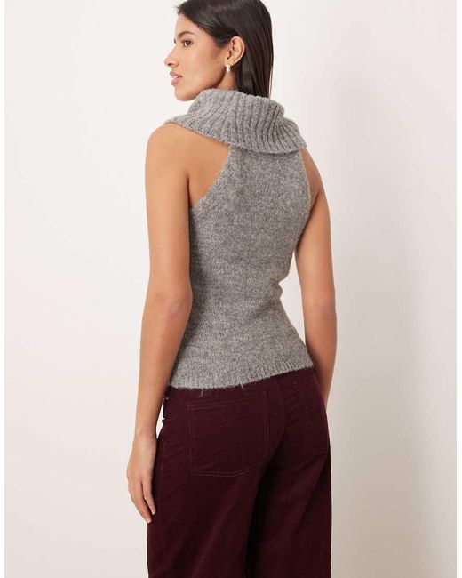 Gina Tricot Purple Chunky Knitted Sleeveless High Neck Top