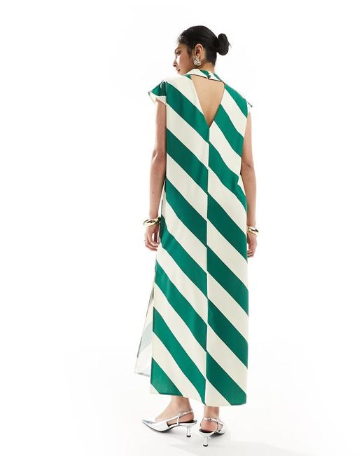ASOS Green High Neck Column Maxi Dress