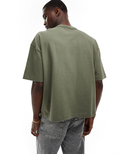 T-shirt oversize kaki pesante squadrata di ASOS in Green da Uomo