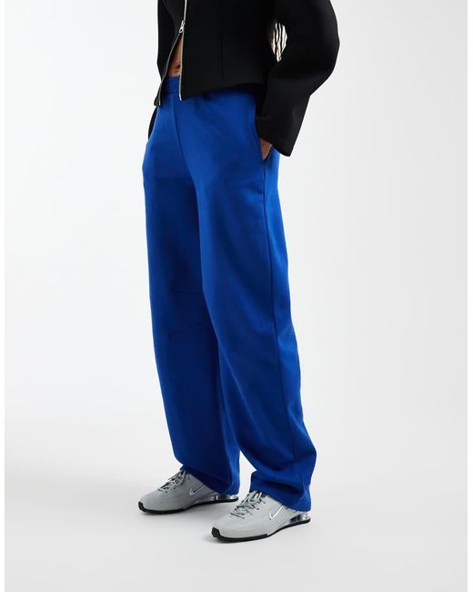 ASOS Blue Asos Design Tall Barrel Leg Brushback Jogger