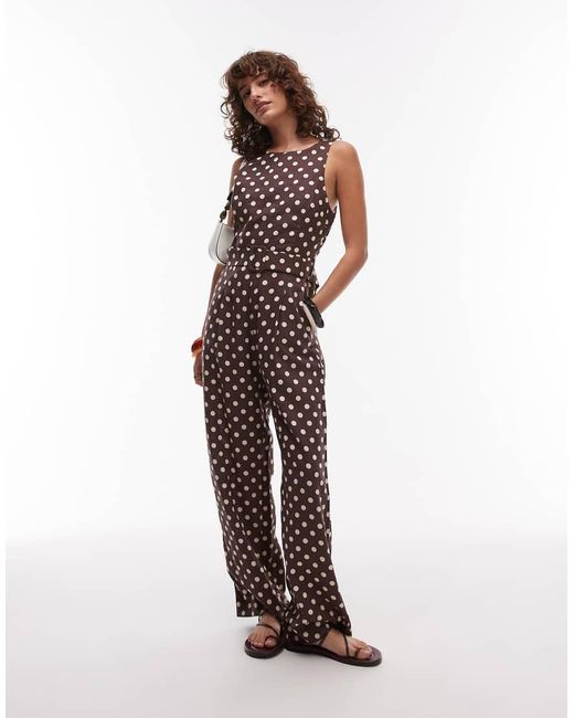 Mango White Straight Leg High Neck Polkadot Jumpsuit