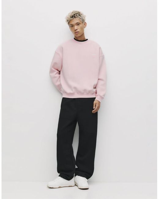 Pull&Bear Pink Round Neck Stwd Sweatshirt for men