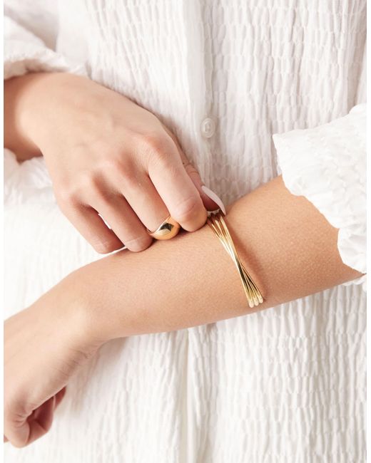ASOS Natural 14k Plated Cuff Bracelet With Twist Detail