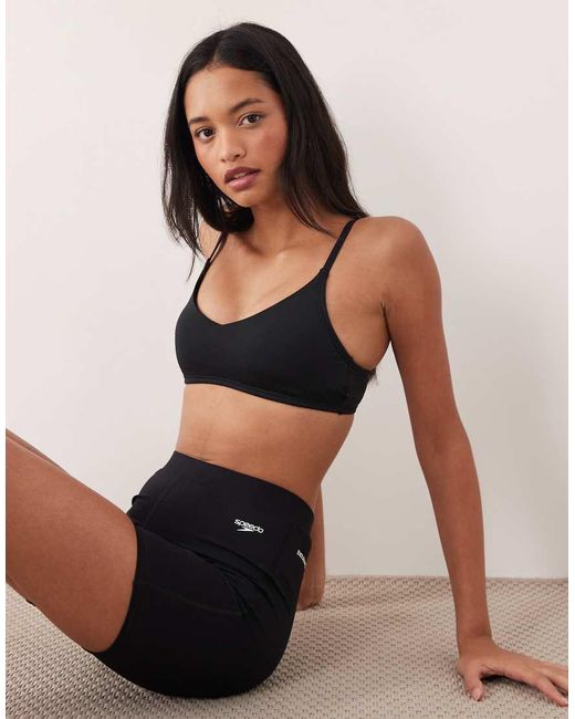 Speedo Black Solid Triangle Bikini Top
