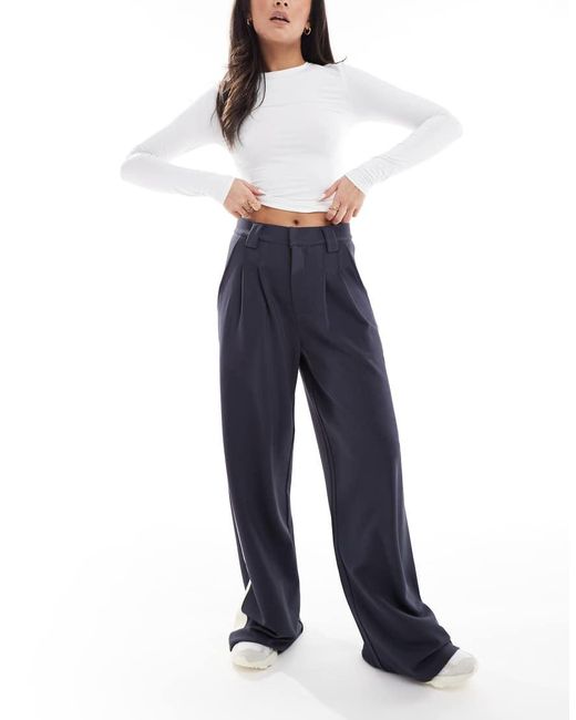 ASOS Blue Wide Leg Trouser With Contrast Panel