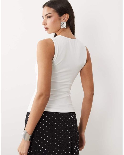 ASOS White Polyamide Scooped Neck Top