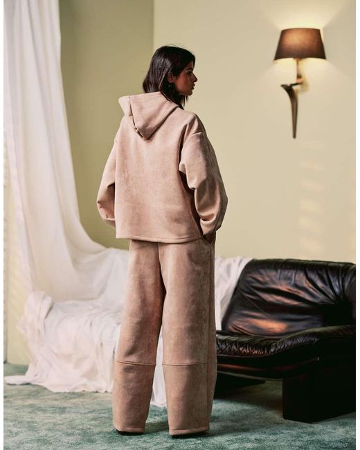 Pantalones De Pernera Ancha De Tejido Brillante Efecto Neopreno De (Parte De Un Conjunto)-Neutro ASOS de color Natural