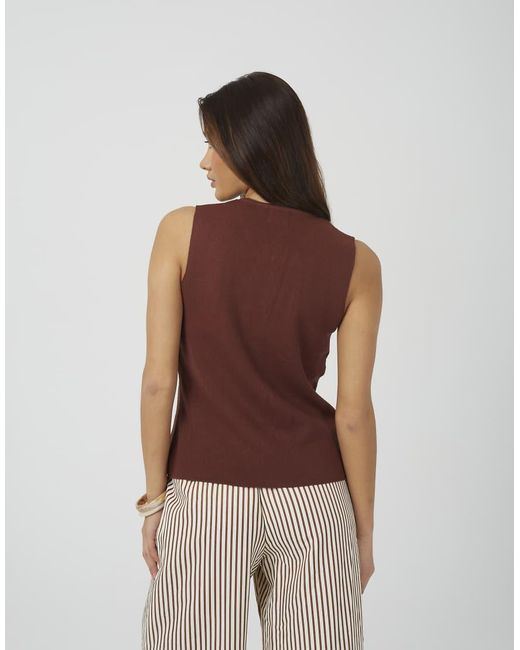 Brave Soul Brown Crew Neck Knitted Waistcoat