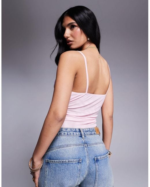 ASOS Gray Floaty Sheer Mesh Cowl Front Cami Top