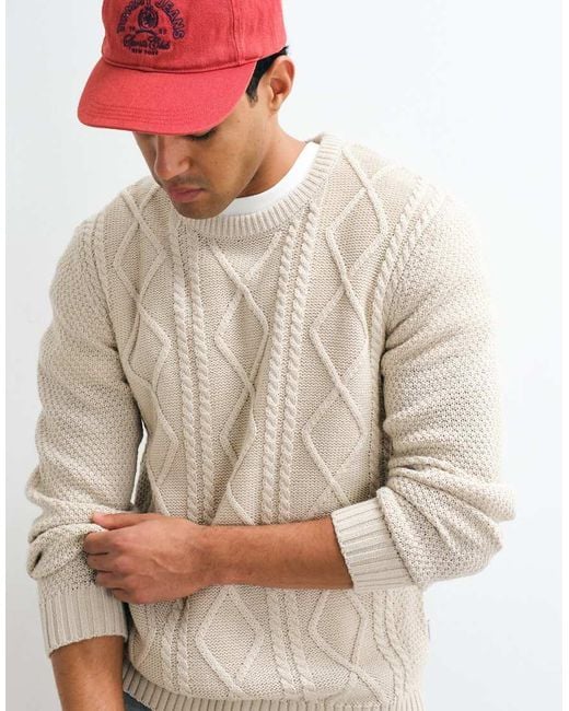 JJ Rebel Natural Cable Knit Jumper for men
