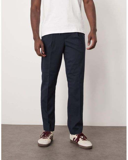 SELECTED Blue Relaxed Tapered Fit Waistband Trouser for men
