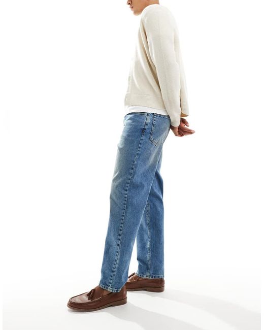 ASOS Rechte Jeans Met Wassing in het Blue voor heren