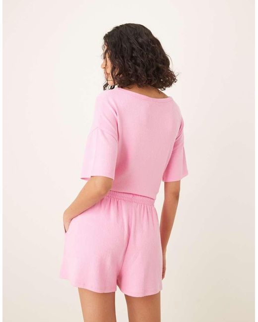 Pantalones Cortos Rosas De Punto Texturizado De (Parte De Un Conjunto) ASOS de color Pink