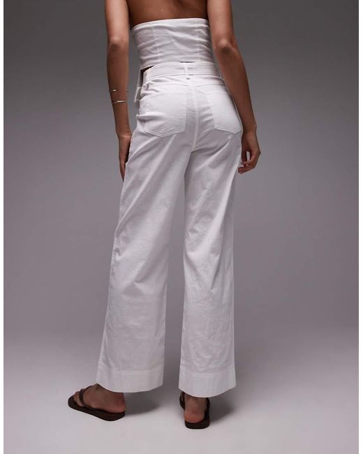 emory park Broek Met Linnenlook En Wijde Pijpen En Riem in het Gray