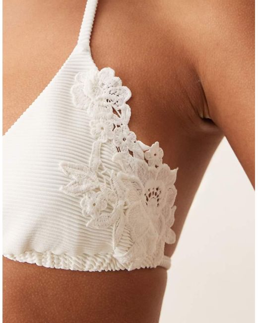 For Love & Lemons Natural Lelani Bikini Top