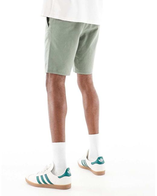 Only & Sons Green Linen Mix Tie Waist Shorts Dark Sage for men