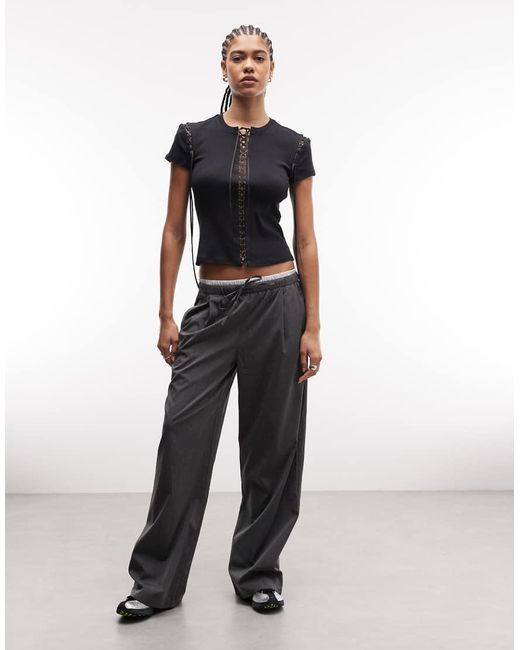 Weekday Black Slim Festival T-shirt With Cross Tie Detail