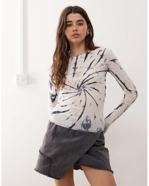 Weekday Gray Long Sleeve Boat Neck Top