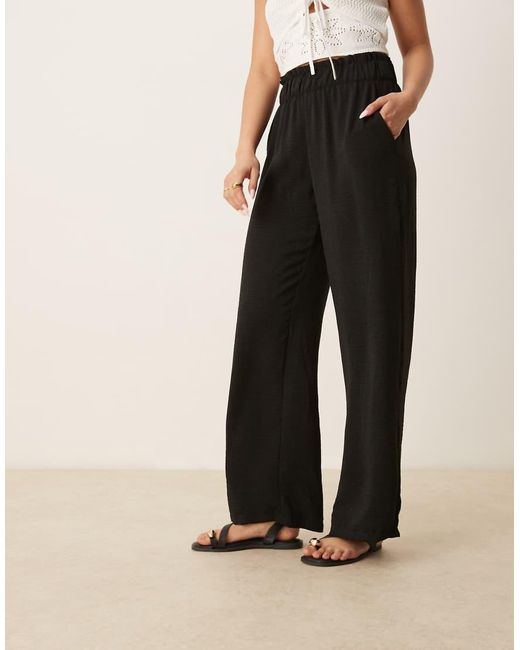 Jdy Natural Paperbag Waist Linen Look Wide Leg Pants