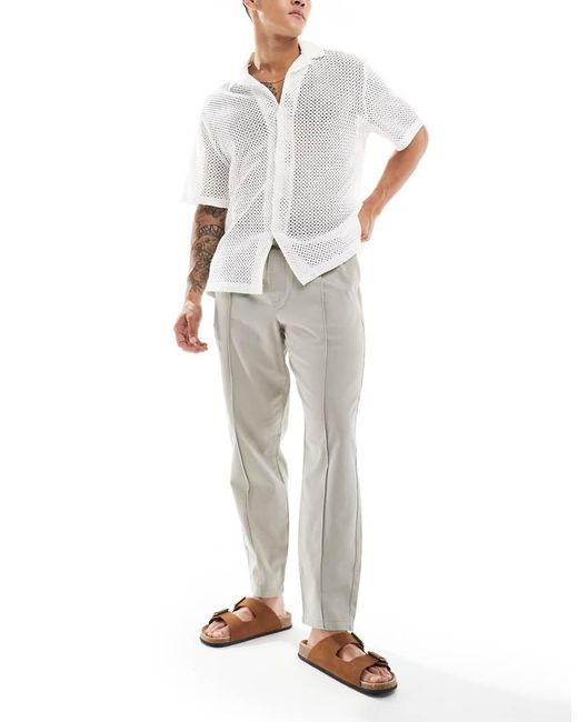 New Look White Pintuck Jogger Trousers for men