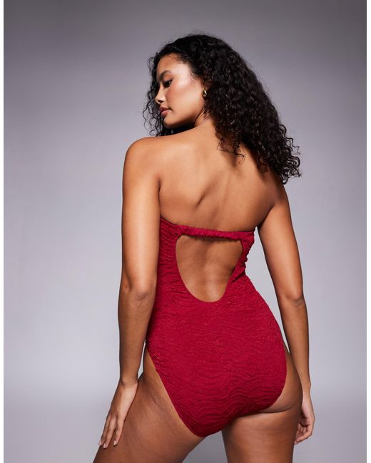 ASOS Red – maria – strukturierter, trägerloser badeanzug