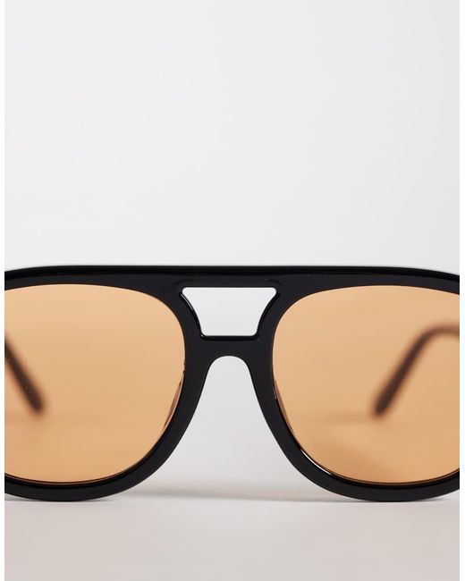 Reclaimed Vintage Natural Unisex Aviator Sunglasses With Lens