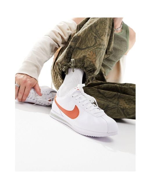Cortez - baskets en cuir - et orange Nike pour homme en coloris White