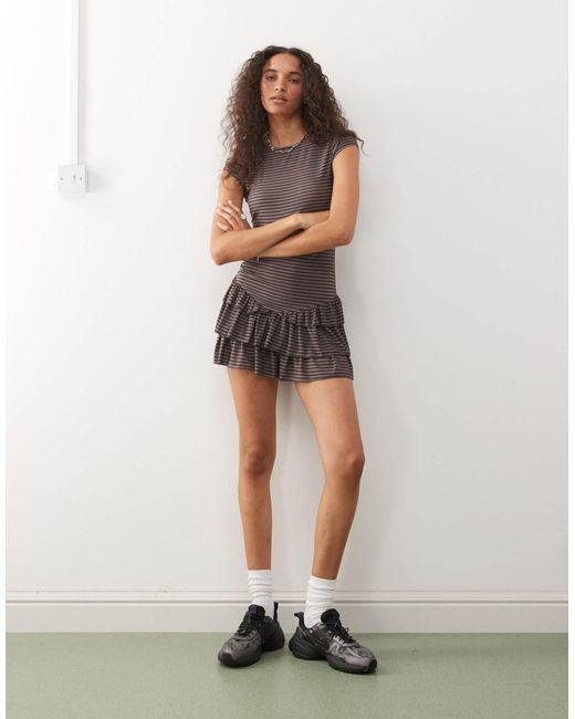 Collusion Natural Ruffle Mini Dress