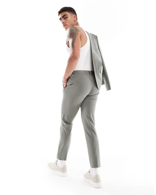 ASOS Gray Four Way Stretch Skinny Suit Trousers for men