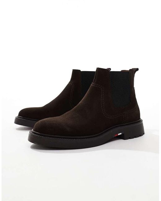 Tommy Hilfiger Black Suede Chelsea Boots for men