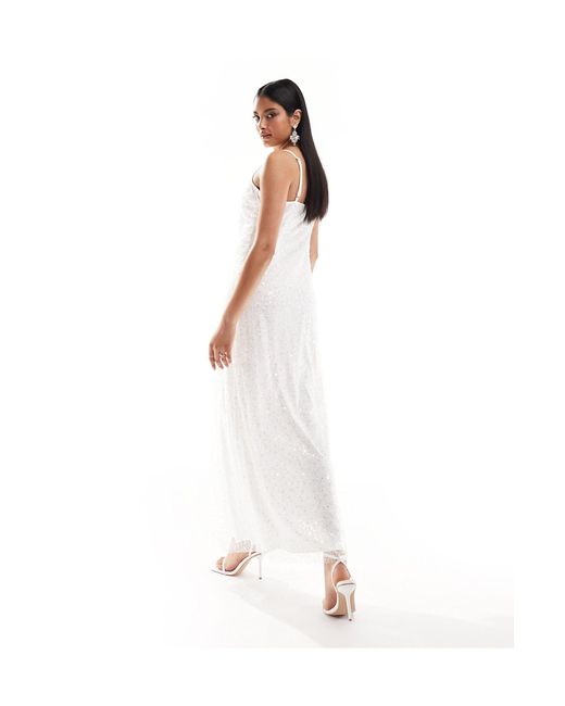 Y.A.S White Bridal Embellished Sequin Maxi Cami Dress