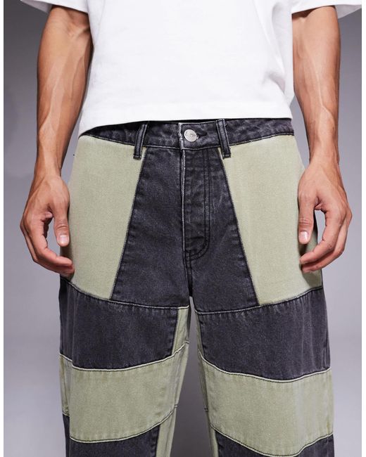 Liquor N Poker Gray baggy Fit Biker Panel Jeans for men