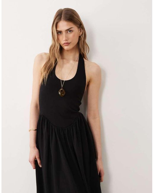 ASOS Black Bubble Hem Midi Dress