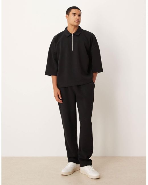 ASOS Black Straight Leg joggers With Pleat Details for men