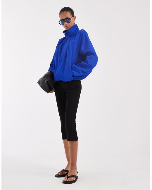 ASOS Blue Oversized Bubble Hem Track Jacket