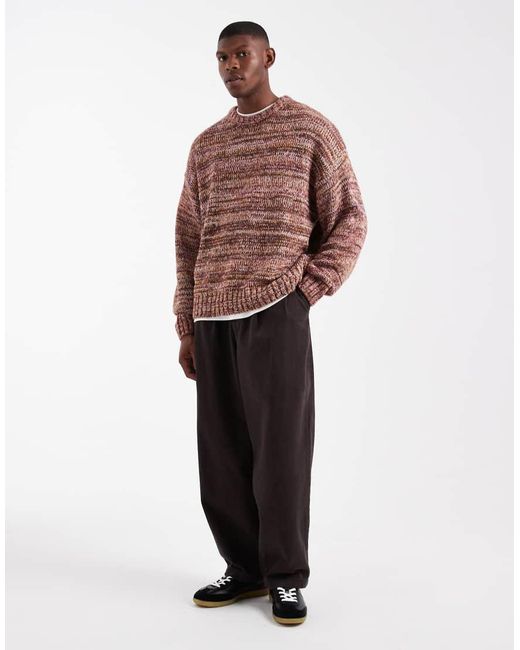Cotton On Red Boxy Fit Fuzzy Crew Neck Knit Sweater for men