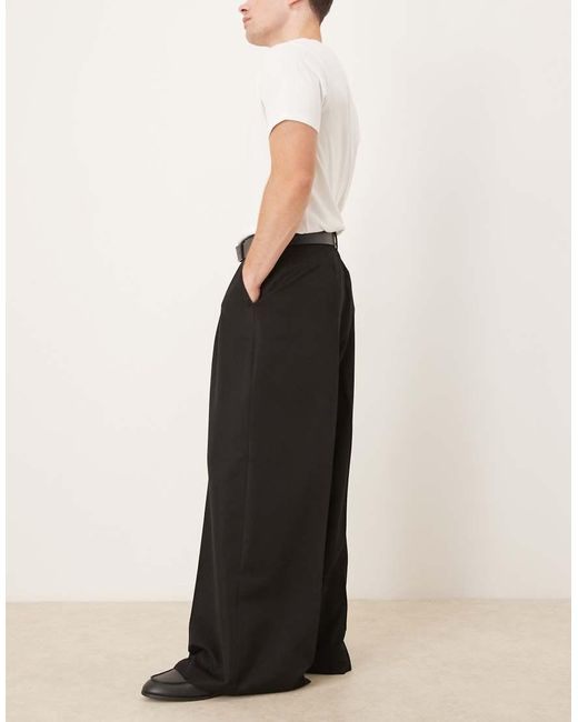 ASOS Black Smart Extreme Wide Trousers for men