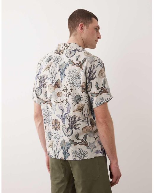 Gant Gray Printed Open Collar Shirt for men