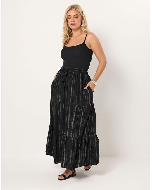 Yours Clothing Black Crinkle Maxi Beach Skirt