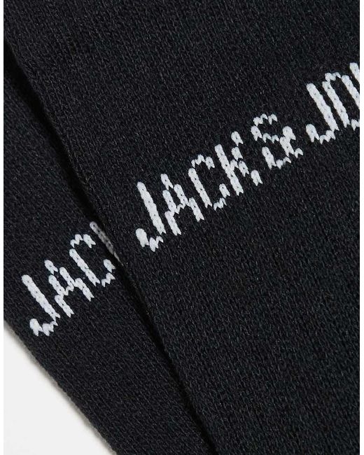Jack & Jones Black 9 Pack Ribbed Logo Socks for men